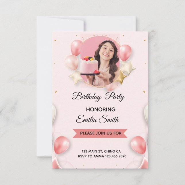 Invitación Pink Aprés Ski Skiing Birthday Invitation (Anverso)