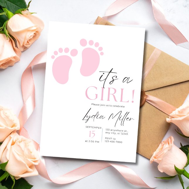 Invitación Pink Baby Feet Baby Shower Invitation, Girl Shower (Subido por el creador)
