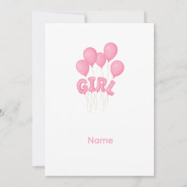 Invitación Pink Baby Girl Balloon Celebration - Cute Nursery 