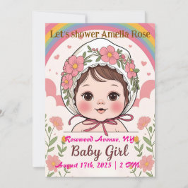 Invitación Pink Baby Girl Shower Invitation