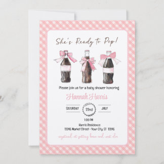 Invitación Pink Baby Girl Soda Ready to POP Baby Shower 