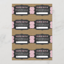 Invitación Pink Baby Q boletos para rifa de pañales, chica bb