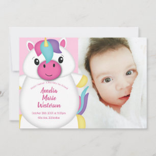 Invitación Pink Baby Shower de Unicorn