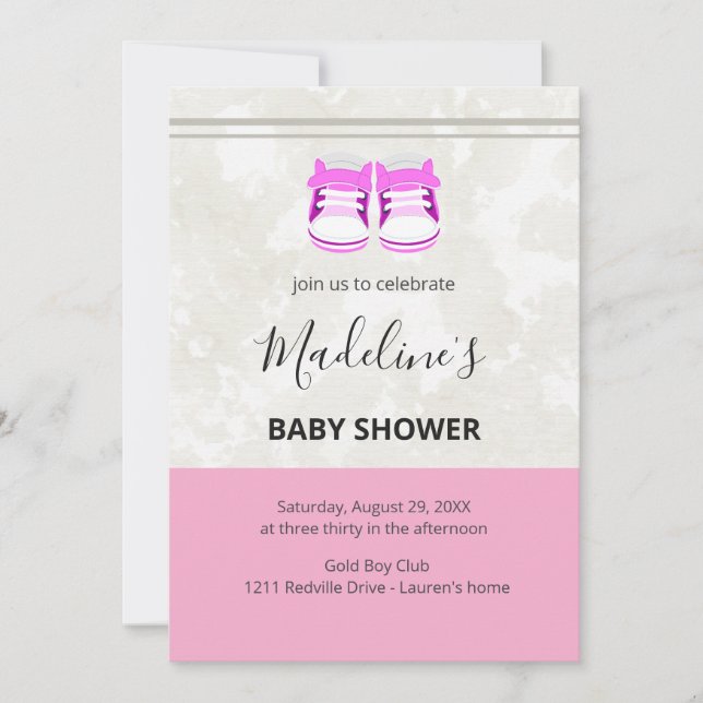 Invitación Pink Baby Shower Invitation – Custom Baby Girl (Anverso)