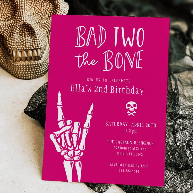 Invitación Pink Bad Two The Bone 2Birthday Fiesta (Subido por el creador)