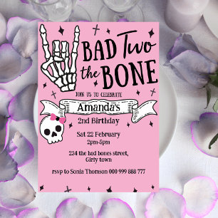 Invitación Pink Bad Two The Bones 2Cumpleaños