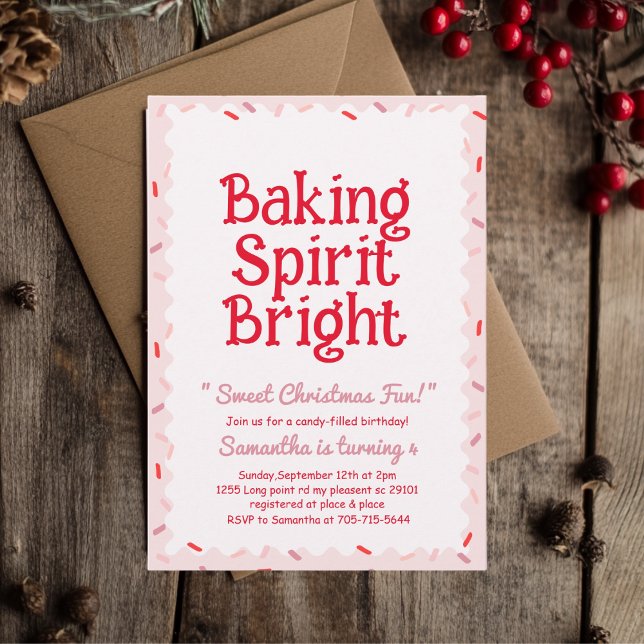 Invitación Pink Baking Spirit Bright Christmas Birthday (Subido por el creador)