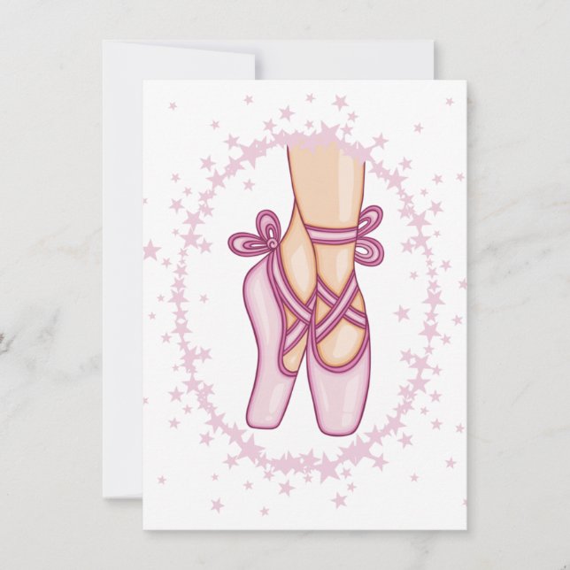 Invitación Pink ballerina shoes (Anverso)