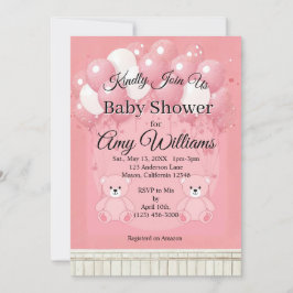 Invitación Pink Balloon baby shower Invitation