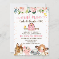Pink Barn Cock-a-Doodle-DOS Animal Birday