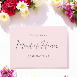 Invitación Pink Be My Maid of Honor Script