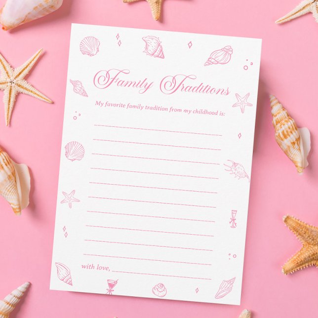 Invitación Pink Beach Baby Shower Family Traditions Game Card (Subido por el creador)