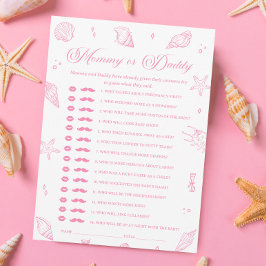 Invitación Pink Beach Baby Shower Guess Who Game Card