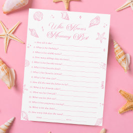 Invitación Pink Beach Baby Shower Who Knows Mommy Best Game