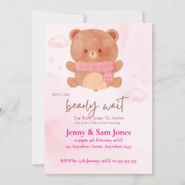 Invitación Pink Bear Baby Shower Invitation | Cute & Customis