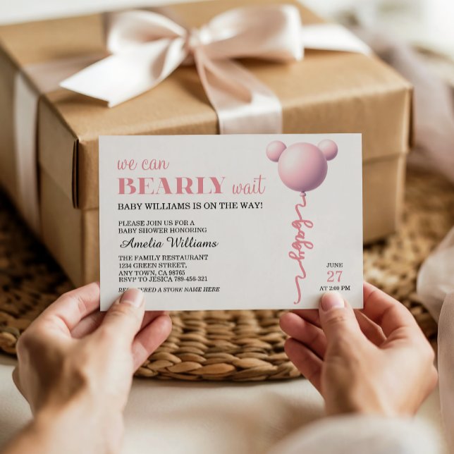 Invitación Pink Bearly Wait Baby Girl Balloon Shower Invite (Subido por el creador)