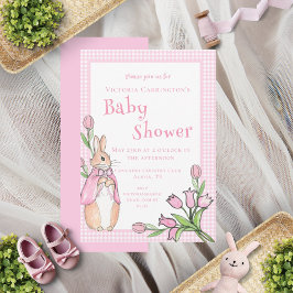 Invitación Pink Beatrix Potter Tema Animal Baby Shower