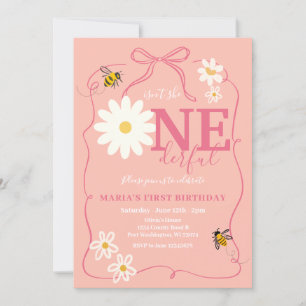 Invitación Pink Bee no es ella un maravilloso cumpleaños