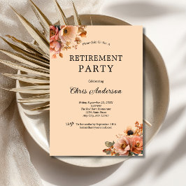 Invitación Pink Beige Party Floral Elegant Modern Retirement 