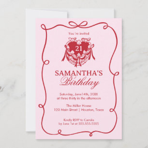 Invitación Pink Birthday Invitation