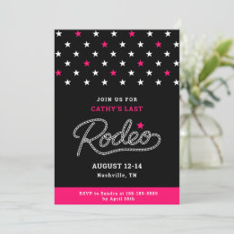 Invitación Pink Black Her Last Rodeo Bachelorette Party
