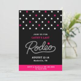 Invitación Pink Black Her Last Rodeo Bachelorette Party