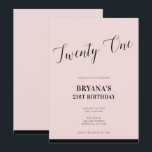 Invitación Pink & Black Modern Minimal Script 21 Veintiuno<br><div class="desc">Personaliza de la manera que quieras.

 También puedes agregar una foto al frente o atrás.</div>
