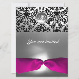 INVITACIÓN PINK BLANCO FUCIA DAMASCO PIEDRA GEMA MONOGRAMA