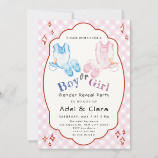 Invitación Pink & Blue Baby Shoes Theme