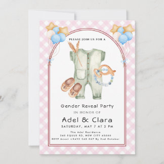Invitación Pink & Blue Baby Shoes Theme