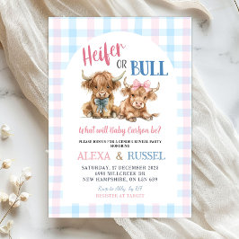 Invitación Pink Blue Heifer Bull Gender Reveal Invitation