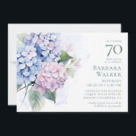 Invitación Pink Blue Hydrangeas 70th Birthday Card Request<br><div class="desc">Esta hermosa hortensias es la invitación de fiesta de cumpleaños 70 con solicitud de tarjeta es impresionante y asombrosa! Con sus exquisitas hortensias azules, rosadas y violetas con un suave lavado de acuarela detrás, es perfecto para tu ser querido que cumple 70 años. La parte trasera tiene una tarjeta muy...</div>