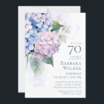 Invitación Pink Blue Hydrangeas 70th Birthday Card Request<br><div class="desc">Esta hermosa hortensias es la invitación de fiesta de cumpleaños 70 con solicitud de tarjeta es impresionante y asombrosa! Con sus exquisitas hortensias azules, rosadas y violetas con un suave lavado de acuarela detrás, es perfecto para tu ser querido que cumple 70 años. La parte trasera tiene una solicitud de...</div>