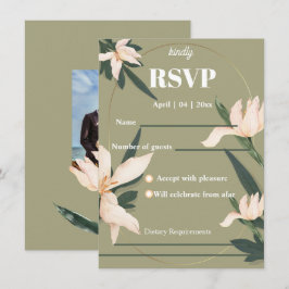 Invitación Pink blush floral Circle RSVP Card