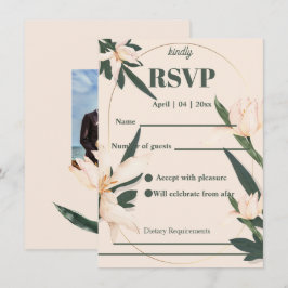 Invitación Pink blush floral Circle RSVP Card