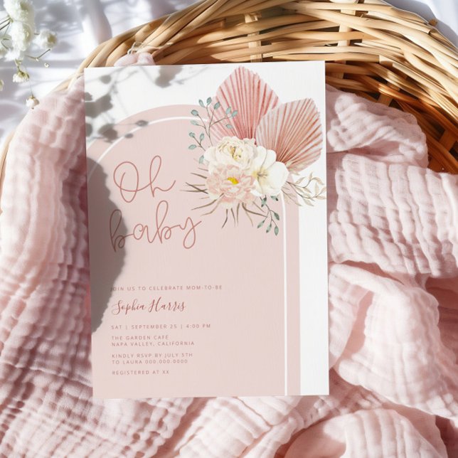 Invitación Pink Boho Arch Oh Baby Shower (Subido por el creador)