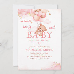 Invitación Pink Boho Bear Baby Shower