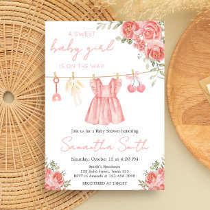 Invitación Pink Boho Floral Baby Shower