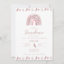 Invitación Pink Boho Rainbow Baby Shower