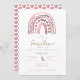 Invitación Pink Boho Rainbow Baby Shower