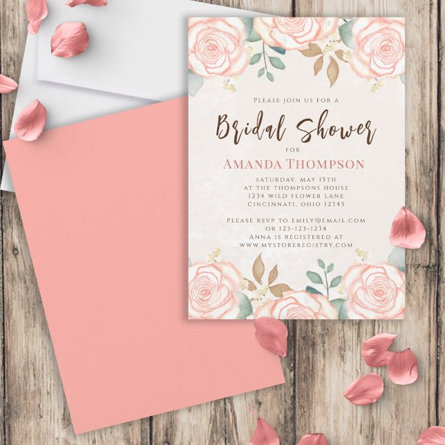 Invitación Pink Boho Watercolor Floral Brillante Ducha (Subido por el creador)
