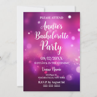 Invitación Pink Bokeh Bachelorette Party