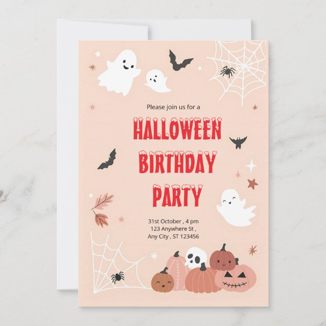 Invitación Pink Boo Bash: Una fiesta de Halloween espeluznant (Anverso)