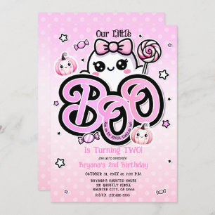 Invitación Pink BOO Little Ghost Halloween Birday Party