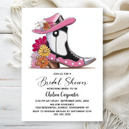 Invitación Pink Boots and Derby Hat Bridal Shower
