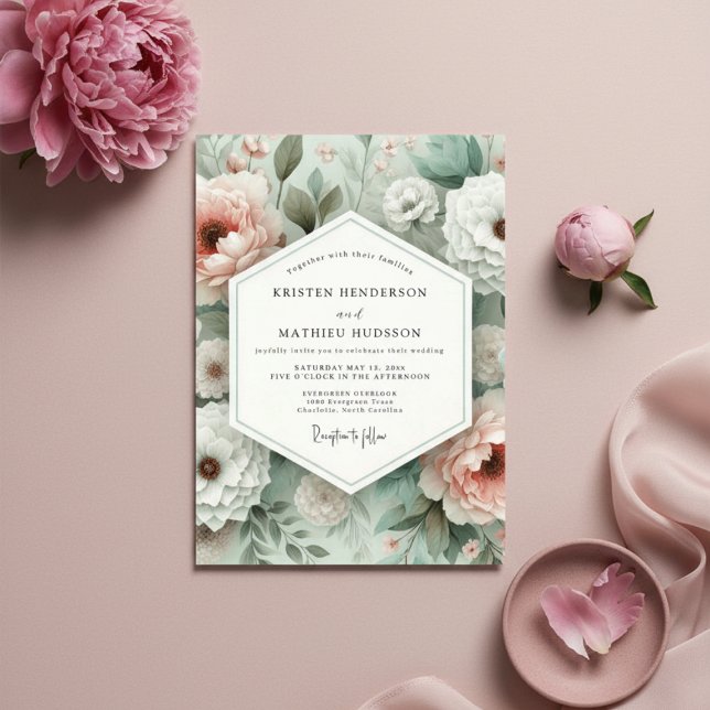 Invitación Pink Botanical Bloom Wedding (Subido por el creador)