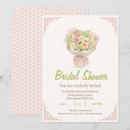Invitación pink bouquet Bridal Shower Invite – Japanese