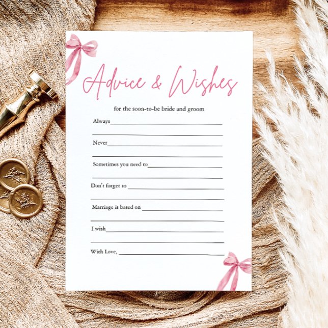 Invitación Pink Bow Advance y Wire Bridal Shower Game (Subido por el creador)
