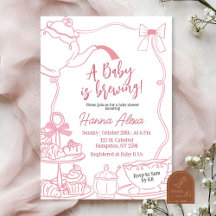 Pink Bow Baby está preparando té Baby Shower