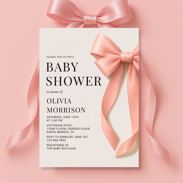 Invitación Pink Bow Baby Girl Baby Shower (Subido por el creador)
